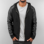 Zip Hoodie PU Sleeves in schwarz Zip Hoodie PU Sleeves in schwarz