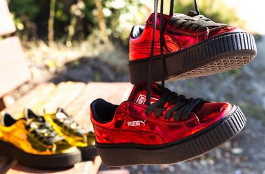 Puma Basket Platform Metallic rot und gold