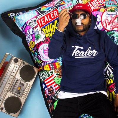 Tealer blauer Logo Hoodie